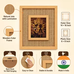 Durga Maa Laminated Jute Wall Photo Frame, 14 X 16 Inch (F175052) Durga Maa Laminated Jute Wall Photo Frame, 14 X 16 Inch (F175052)