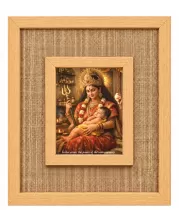 Maa With Durga Boy  Laminated Jute Wall Photo Frame, 14 X 16 Inch (F173870)