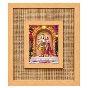 Radha Krishna Laminated Jute Wall Photo Frame, 14 X 16 Inch (F173875)