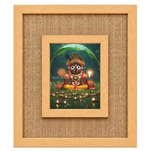 Lord Jagannath Laminated Jute Wall Photo Frame, 14 X 16 Inch (F173885)