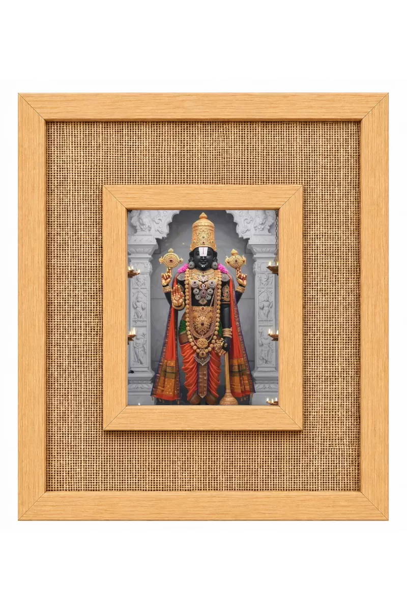 Lord Tirupati Balaji Laminated Jute Wall Photo Frame, 14 X 16 Inch (F173888)