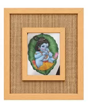 Baby Krishna Laminated Jute Wall Photo Frame, 14 X 16 Inch (F173891)