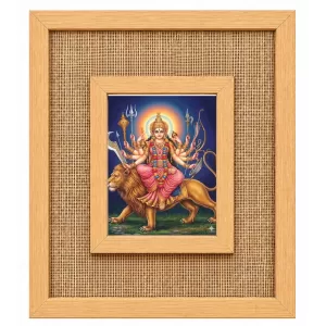 Durga Maa Laminated Jute Wall Photo Frame, 14 X 16 Inch (F173892)
