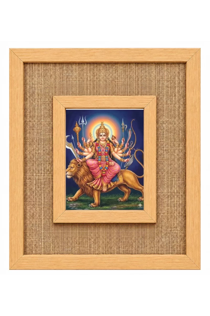 Durga Maa Laminated Jute Wall Photo Frame, 14 X 16 Inch (F173892)
