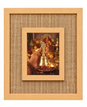 Traditional Brass Ritual Bell (ghanti) Laminated Jute Wall Photo Frame, 14 X 16 Inch (F173893)