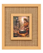Shiva Parvati Laminated Jute Wall Photo Frame, 14 X 16 Inch (F173894)