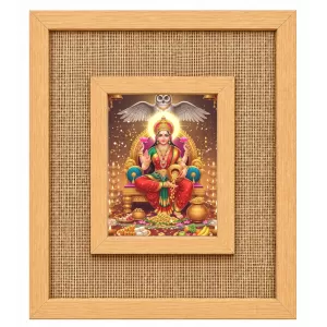 Goddess Lakshmi Laminated Jute Wall Photo Frame, 14 X 16 Inch (F173895)