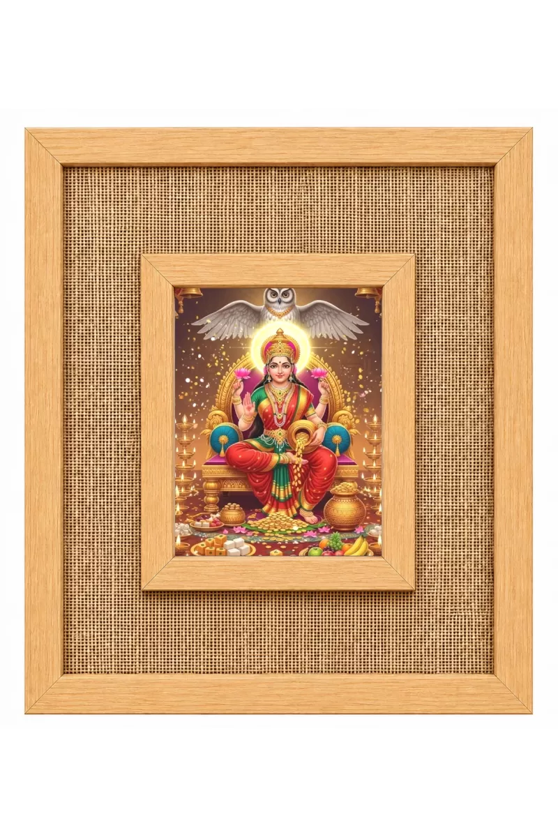 Goddess Lakshmi Laminated Jute Wall Photo Frame, 14 X 16 Inch (F173895)