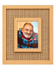 Neem Karoli Baba Laminated Jute Wall Photo Frame, 14 X 16 Inch (F173898)