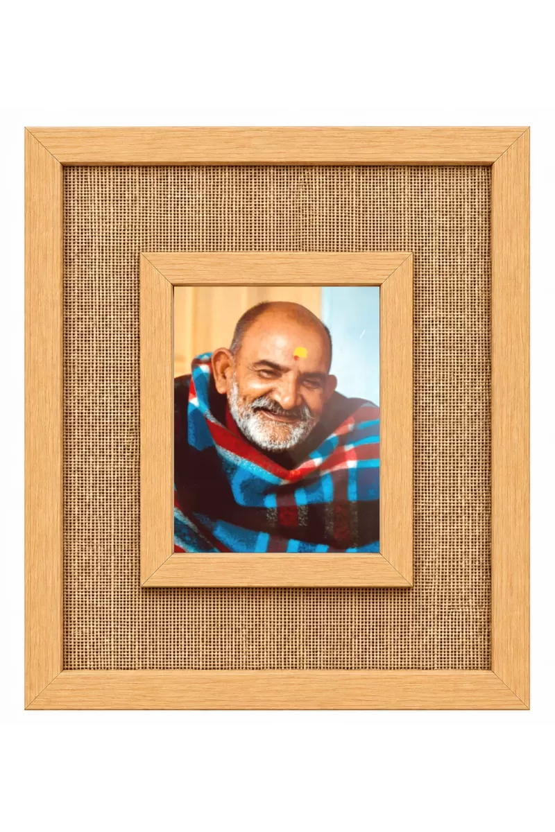 Neem Karoli Baba Laminated Jute Wall Photo Frame, 14 X 16 Inch (F173898)