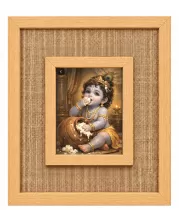 Baby Krishna Laminated Jute Wall Photo Frame, 14 X 16 Inch (F173900)