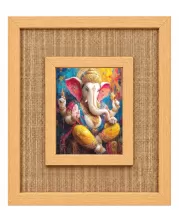 Lord Ganesha Laminated Jute Wall Photo Frame, 14 X 16 Inch (F173904)