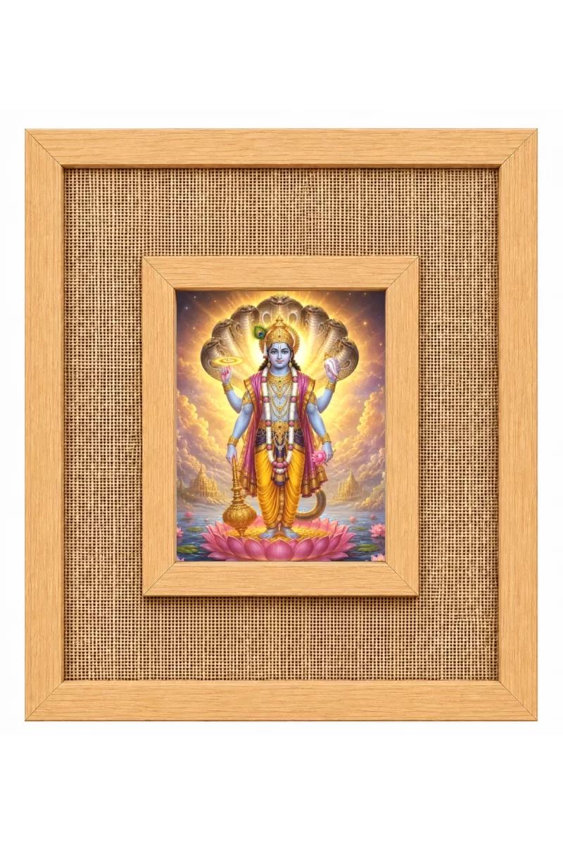 Lord Vishnu Laminated Jute Wall Photo Frame, 14 X 16 Inch (F173909)