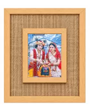 Shree Krishna And Shree Radha Laminated Jute Wall Photo Frame, 14 X 16 Inch (F173915)