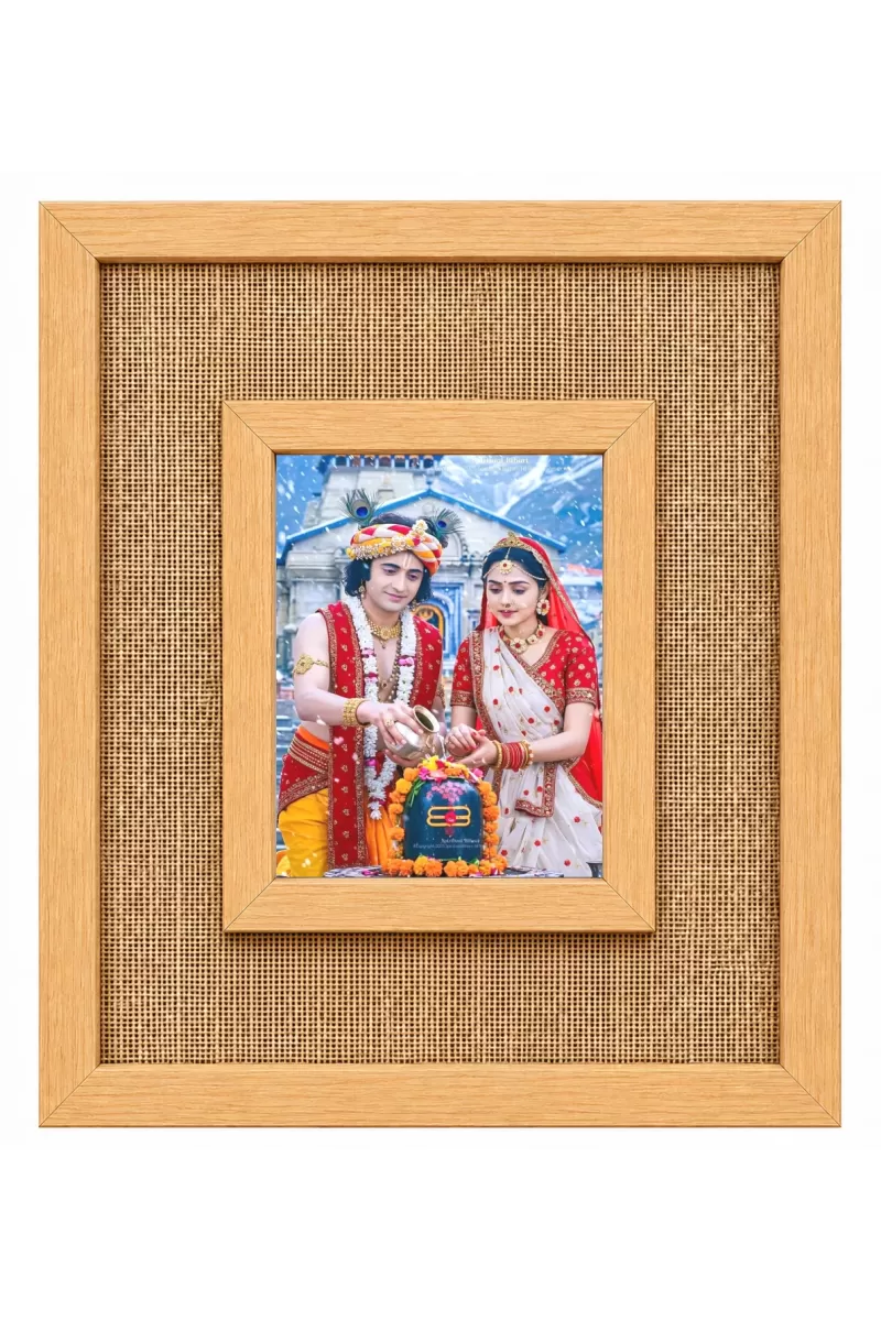 Shree Krishna And Shree Radha Laminated Jute Wall Photo Frame, 14 X 16 Inch (F173915)