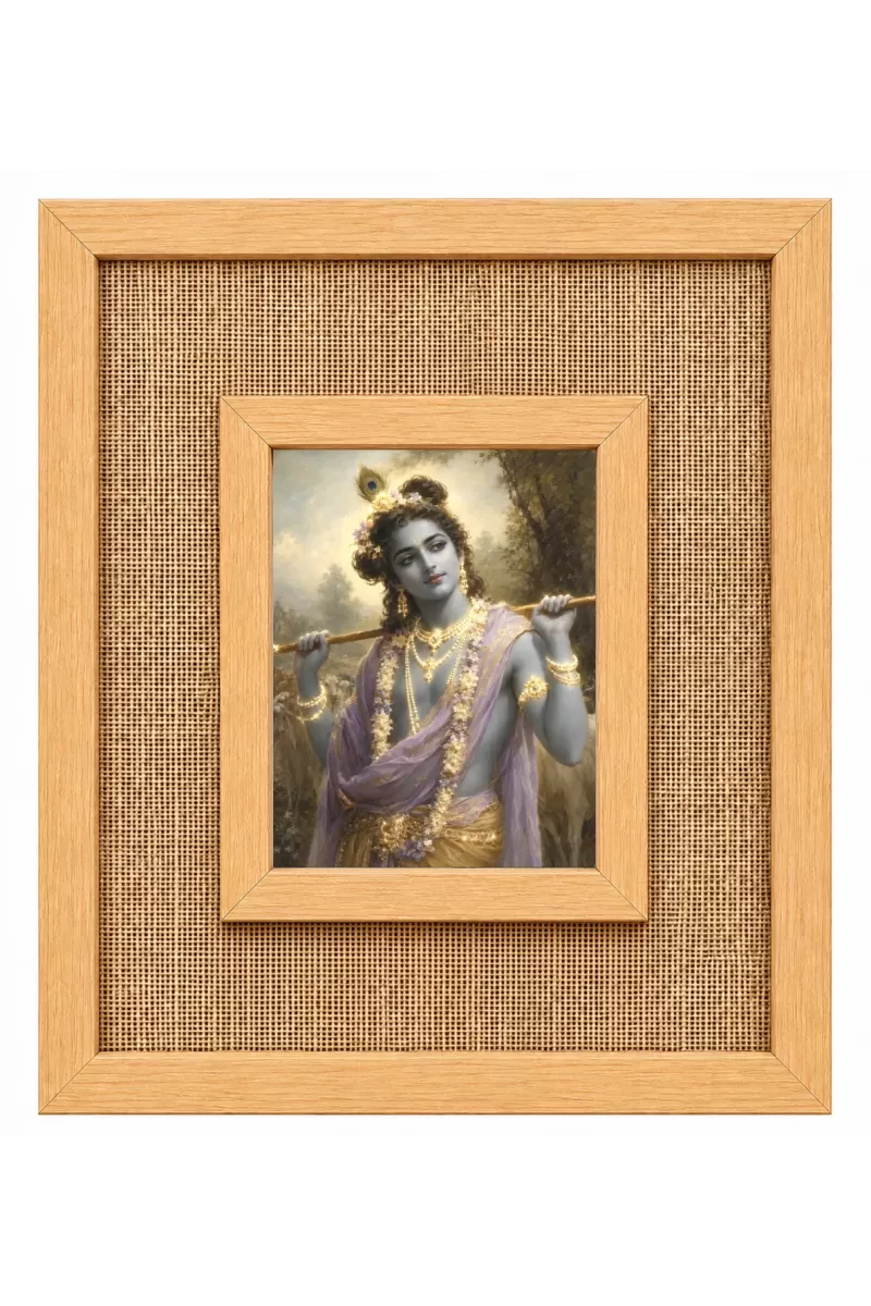Lord Krishna Laminated Jute Wall Photo Frame, 14 X 16 Inch (F173916)