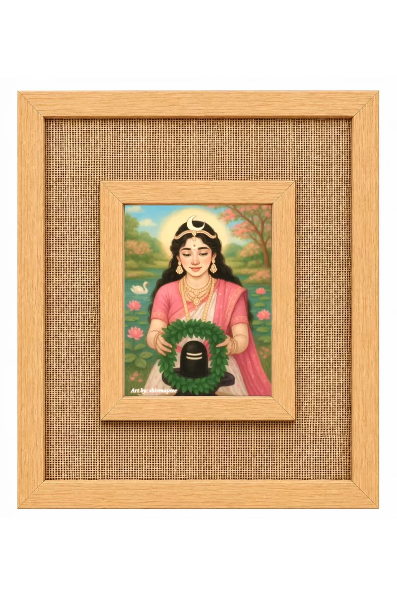 Shiv Linga Laminated Jute Wall Photo Frame, 14 X 16 Inch (F173924)
