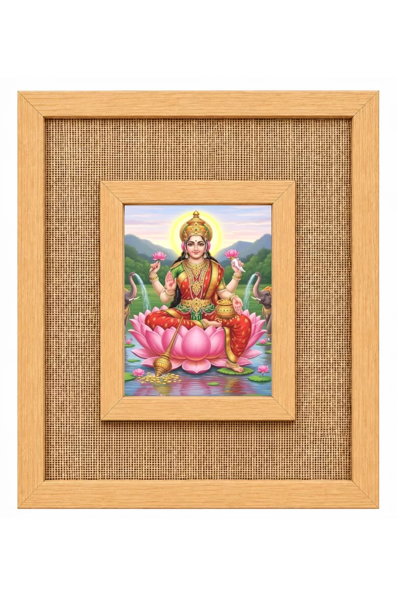 Goddess Lakshmi Laminated Jute Wall Photo Frame, 14 X 16 Inch (F173925)