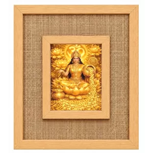 Goddess Lakshmi Laminated Jute Wall Photo Frame, 14 X 16 Inch (F173926)