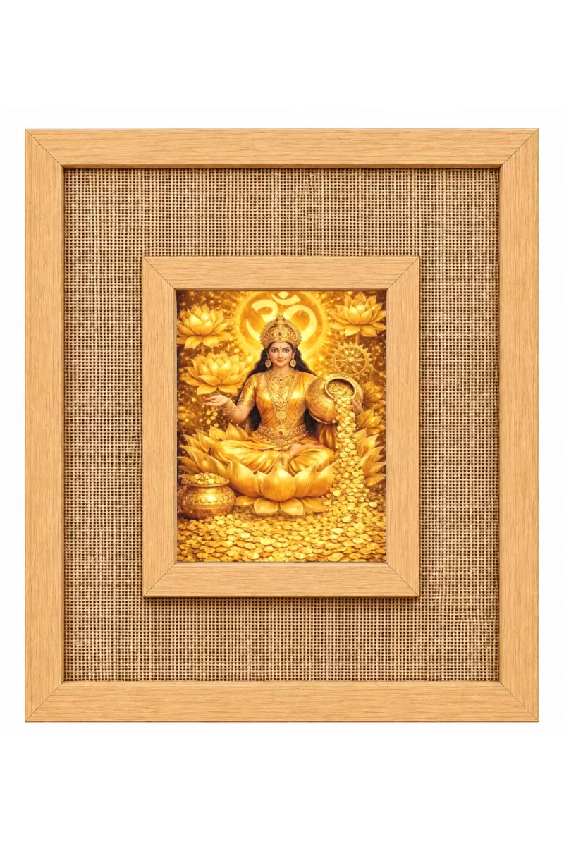 Goddess Lakshmi Laminated Jute Wall Photo Frame, 14 X 16 Inch (F173926)