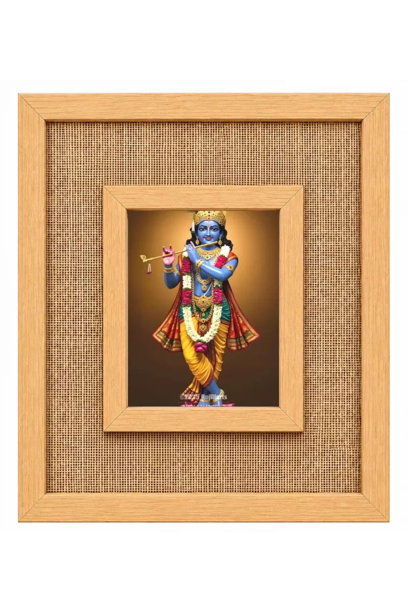 Lord Krishna Laminated Jute Wall Photo Frame, 14 X 16 Inch (F173929)