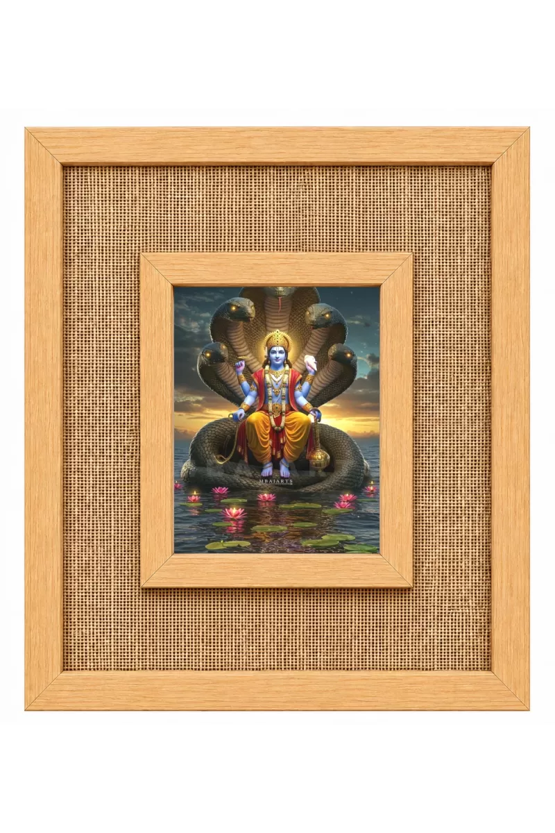 Lord Vishnu Laminated Jute Wall Photo Frame, 14 X 16 Inch (F173931)