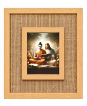 Buddha And Jesus Christ Laminated Jute Wall Photo Frame, 14 X 16 Inch (F173933)