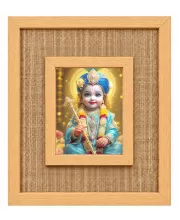 Lord Krishna Laminated Jute Wall Photo Frame, 14 X 16 Inch (F173935)