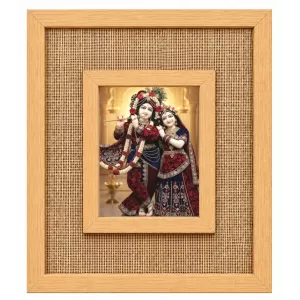 Radha Krishna Laminated Jute Wall Photo Frame, 14 X 16 Inch (F173936)