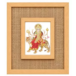 Durga Maa Laminated Jute Wall Photo Frame, 14 X 16 Inch (F173939)