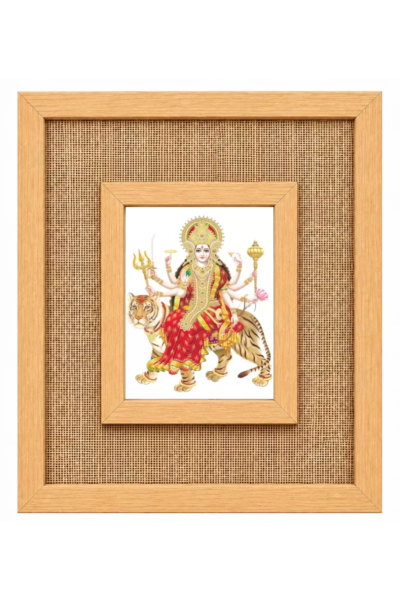 Durga Maa Laminated Jute Wall Photo Frame, 14 X 16 Inch (F173939)