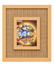 Lord Bramaha Vishna Maeshawr Laminated Jute Wall Photo Frame, 14 X 16 Inch (F173943)