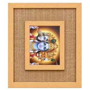 Lord Bramaha Vishna Maeshawr Laminated Jute Wall Photo Frame, 14 X 16 Inch (F173943) Lord Bramaha Vishna Maeshawr Laminated Jute Wall Photo Frame, 14 X 16 Inch (F173943)
