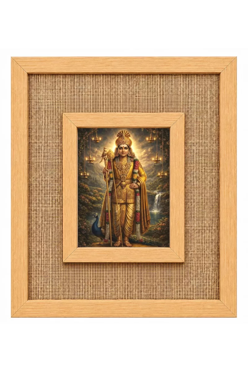 Lord Murugan Laminated Jute Wall Photo Frame, 14 X 16 Inch (F173944)