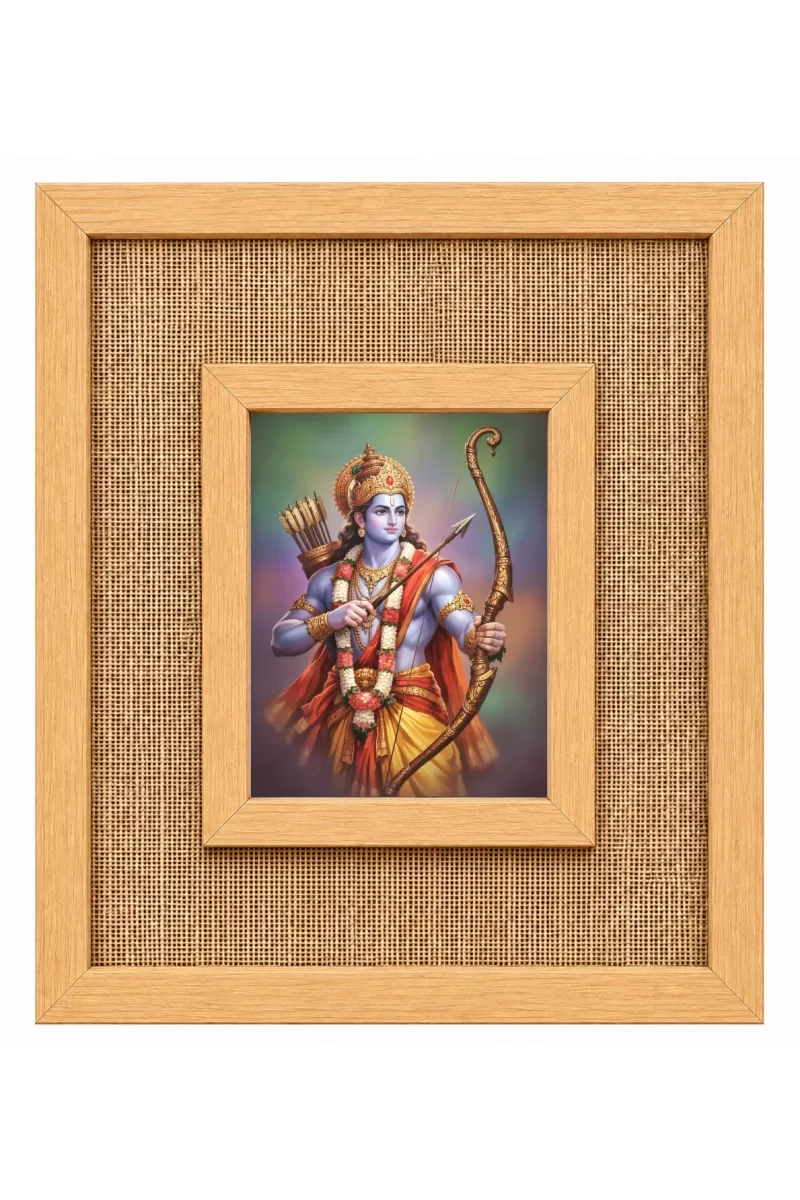 Lord Rama Laminated Jute Wall Photo Frame, 14 X 16 Inch (F173946)