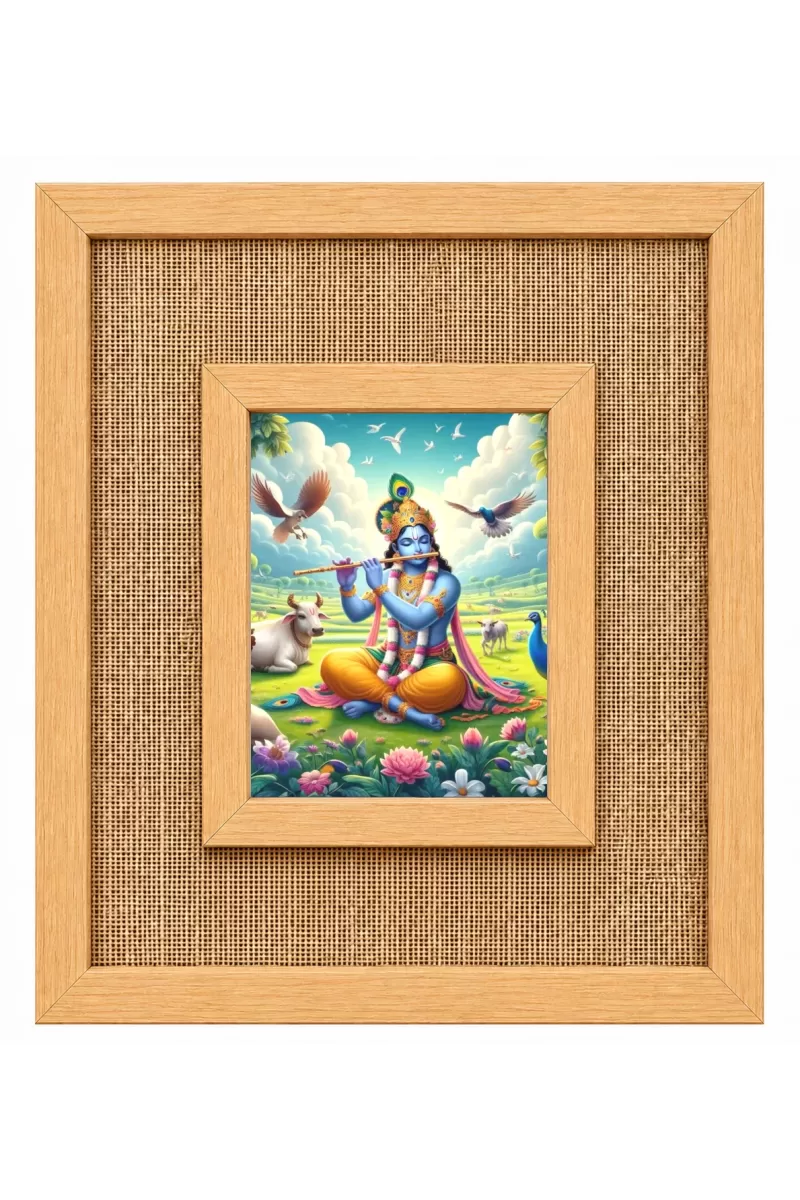 Lord Krishna Laminated Jute Wall Photo Frame, 14 X 16 Inch (F173948)