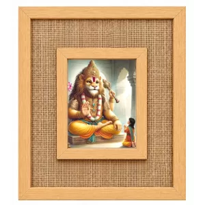 Lord Narasimha Laminated Jute Wall Photo Frame, 14 X 16 Inch (F173950) Lord Narasimha Laminated Jute Wall Photo Frame, 14 X 16 Inch (F173950)