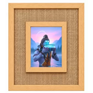 Lord Shiva Laminated Jute Wall Photo Frame, 14 X 16 Inch (F173952)