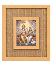 Lord Bramha Ad Goddess Swaraswati Laminated Jute Wall Photo Frame, 14 X 16 Inch (F173953)