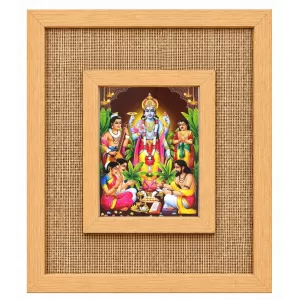 Lord Sattyanarayan Laminated Jute Wall Photo Frame, 14 X 16 Inch (F173954) Lord Sattyanarayan Laminated Jute Wall Photo Frame, 14 X 16 Inch (F173954)