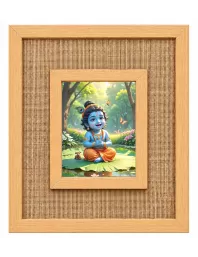 Bal Krishna Laminated Jute Wall Photo Frame, 14 X 16 Inch (F173956)