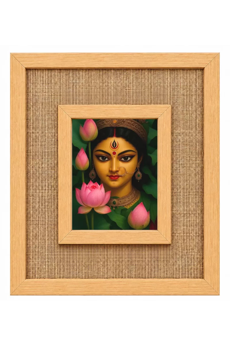 Maa Durga Laminated Jute Wall Photo Frame, 14 X 16 Inch (F173957)