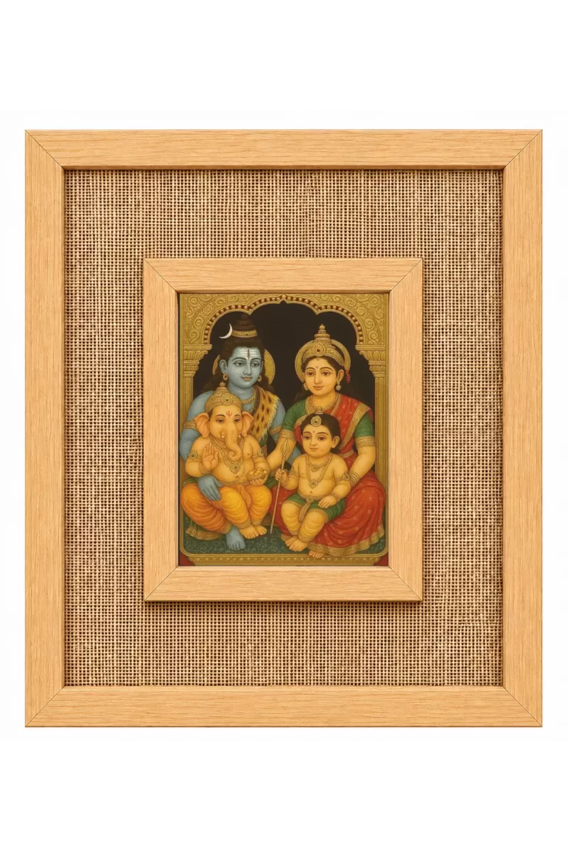 Shiva Family Laminated Jute Wall Photo Frame, 14 X 16 Inch (F173961)