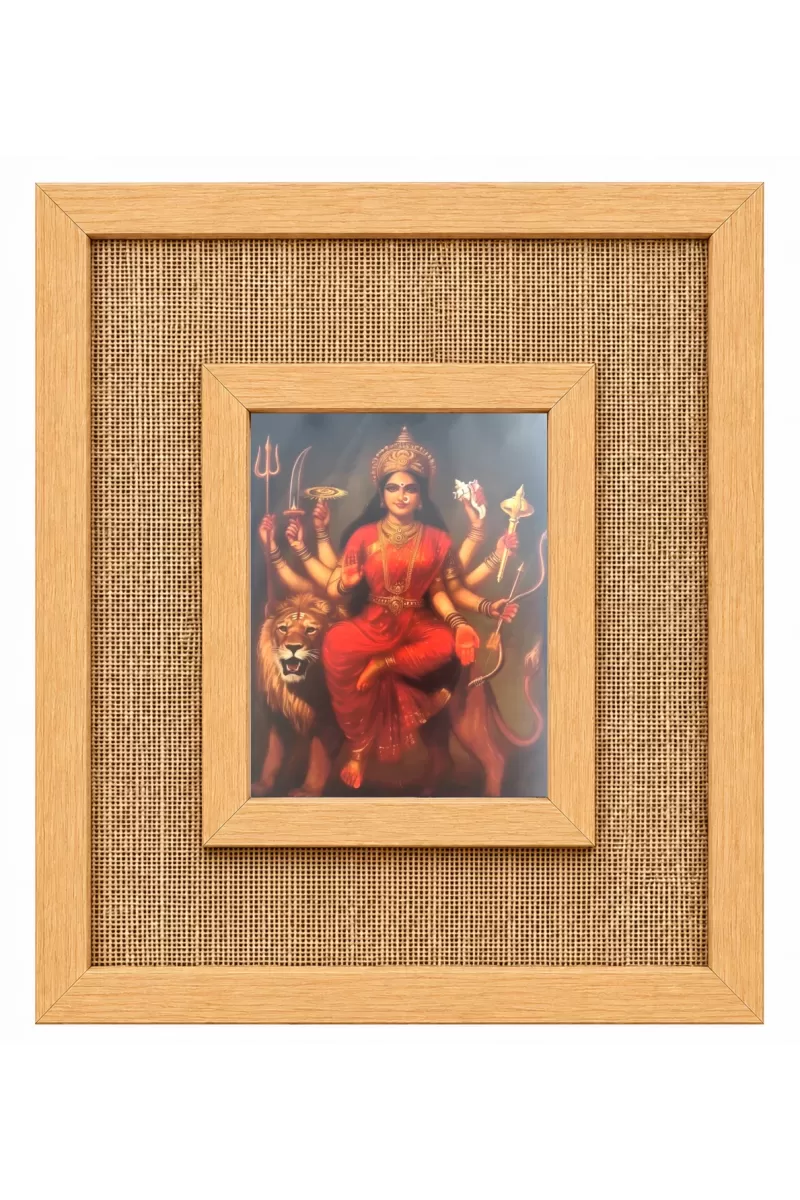 Durga Maa Laminated Jute Wall Photo Frame, 14 X 16 Inch (F173962)