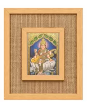 Goddess Saraswati Laminated Jute Wall Photo Frame, 14 X 16 Inch (F173964)