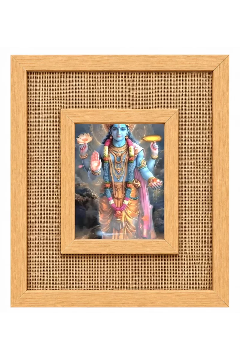 Lord Vishnu Laminated Jute Wall Photo Frame, 14 X 16 Inch (F173970)