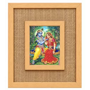 Radha Krishna Laminated Jute Wall Photo Frame, 14 X 16 Inch (F173972)