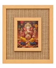 Lord Ganesha Laminated Jute Wall Photo Frame, 14 X 16 Inch (F173978)