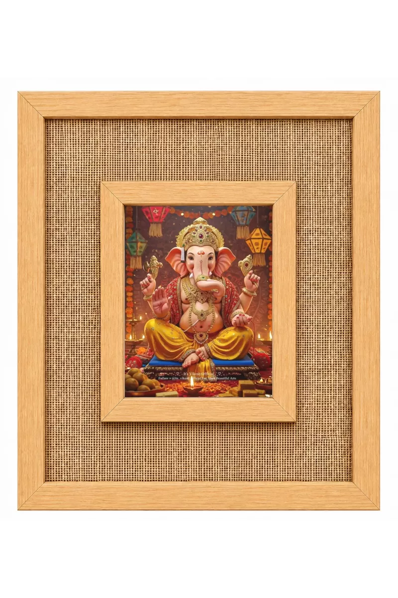 Lord Ganesha Laminated Jute Wall Photo Frame, 14 X 16 Inch (F173978)