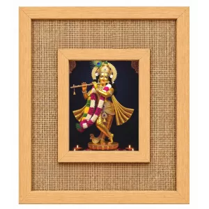 Lord Krishna Laminated Jute Wall Photo Frame, 14 X 16 Inch (F173980) Lord Krishna Laminated Jute Wall Photo Frame, 14 X 16 Inch (F173980)